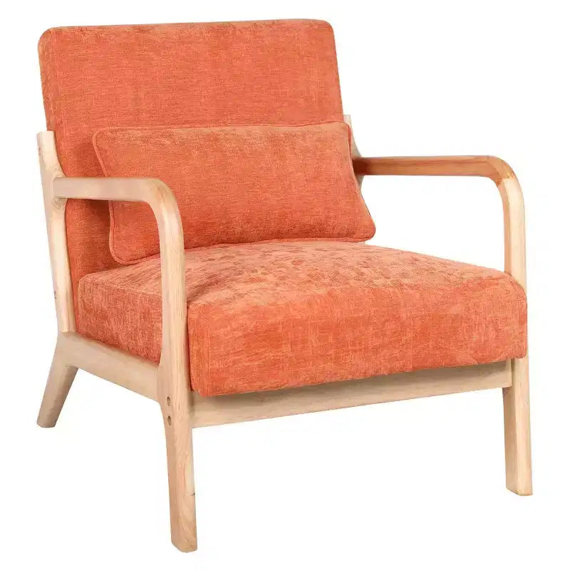 Fauteuil d'appoint moderne avec cadre en bois massif, chaise d'appoint rembourrée élégante, fauteuil club pour salon, chambre ou bureau-Panipeachy