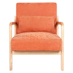Fauteuil d'appoint moderne avec cadre en bois massif, chaise d'appoint rembourrée élégante, fauteuil club pour salon, chambre ou bureau-Panipeachy