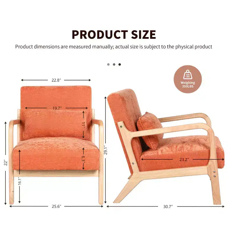 Fauteuil d'appoint moderne avec cadre en bois massif, chaise d'appoint rembourrée élégante, fauteuil club pour salon, chambre ou bureau-Panipeachy