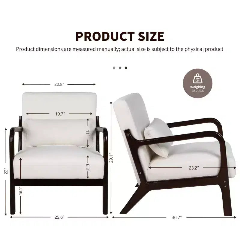 Fauteuil d'appoint moderne avec cadre en bois massif, chaise d'appoint rembourrée élégante, fauteuil club pour salon, chambre ou bureau-Panipeachy