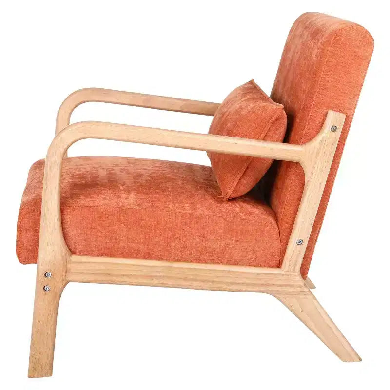 Fauteuil d'appoint moderne avec cadre en bois massif, chaise d'appoint rembourrée élégante, fauteuil club pour salon, chambre ou bureau-Panipeachy