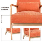 Fauteuil d'appoint moderne avec cadre en bois massif, chaise d'appoint rembourrée élégante, fauteuil club pour salon, chambre ou bureau-Panipeachy