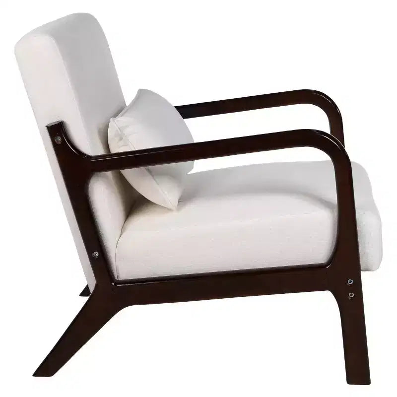 Fauteuil d'appoint moderne avec cadre en bois massif, chaise d'appoint rembourrée élégante, fauteuil club pour salon, chambre ou bureau-Panipeachy
