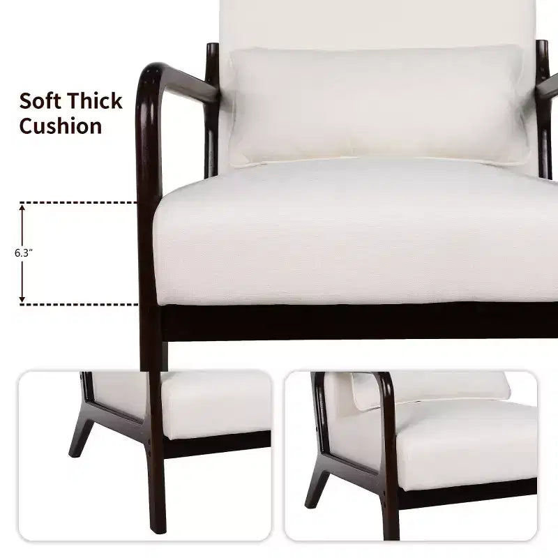 Fauteuil d'appoint moderne avec cadre en bois massif, chaise d'appoint rembourrée élégante, fauteuil club pour salon, chambre ou bureau-Panipeachy
