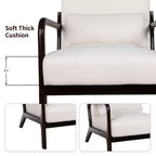 Fauteuil d'appoint moderne avec cadre en bois massif, chaise d'appoint rembourrée élégante, fauteuil club pour salon, chambre ou bureau-Panipeachy