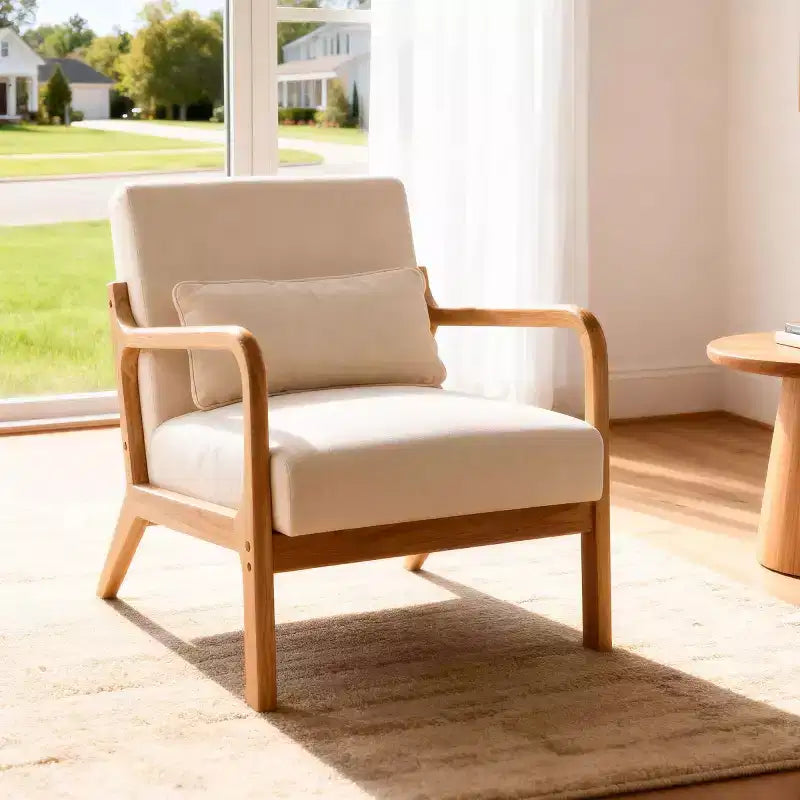 Fauteuil d'appoint moderne avec cadre en bois massif, chaise d'appoint rembourrée élégante, fauteuil club pour salon, chambre ou bureau-Panipeachy