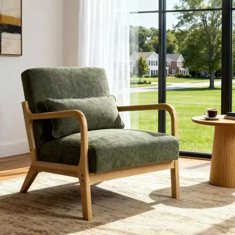 Fauteuil d'appoint moderne avec cadre en bois massif, chaise d'appoint rembourrée élégante, fauteuil club pour salon, chambre ou bureau-Panipeachy