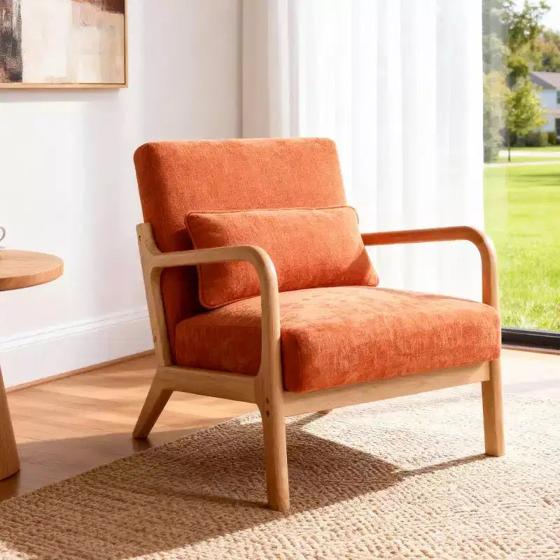 Fauteuil d'appoint moderne avec cadre en bois massif, chaise d'appoint rembourrée élégante, fauteuil club pour salon, chambre ou bureau-Panipeachy
