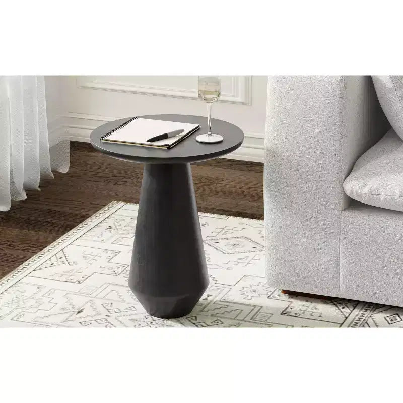 Table d'appoint Sarah Contemporary de 16 pouces de large en aluminium moulé graphite, entièrement assemblée