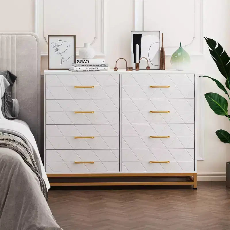 COZONY Commode à 8 tiroirs de 91 cm de haut avec tiroirs à fermeture amortie, organiseur de rangement moderne pour chambre à coucher, placard, couloir