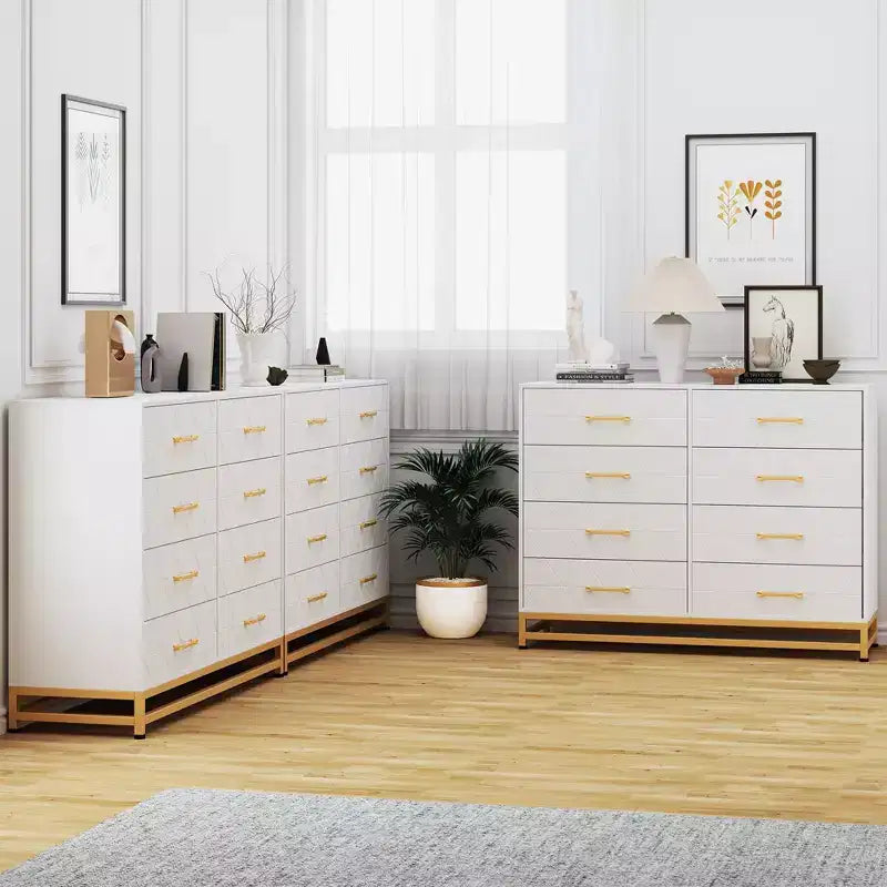 COZONY Commode à 8 tiroirs de 91 cm de haut avec tiroirs à fermeture amortie, organiseur de rangement moderne pour chambre à coucher, placard, couloir