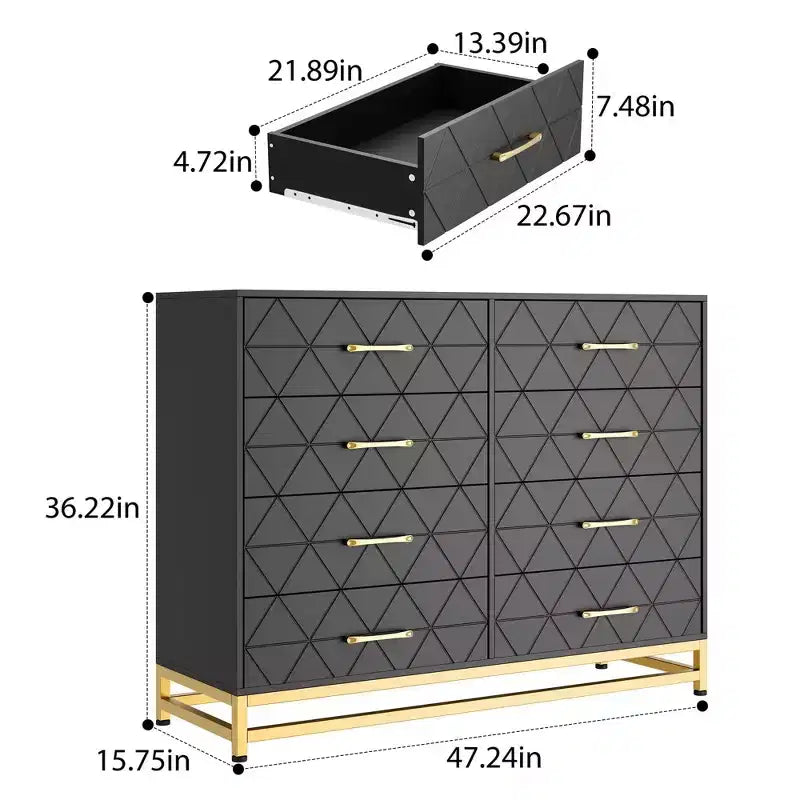 COZONY Commode à 8 tiroirs de 91 cm de haut avec tiroirs à fermeture amortie, organiseur de rangement moderne pour chambre à coucher, placard, couloir