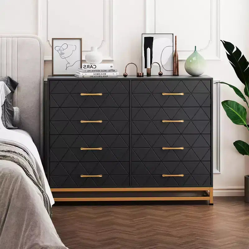 COZONY Commode à 8 tiroirs de 91 cm de haut avec tiroirs à fermeture amortie, organiseur de rangement moderne pour chambre à coucher, placard, couloir