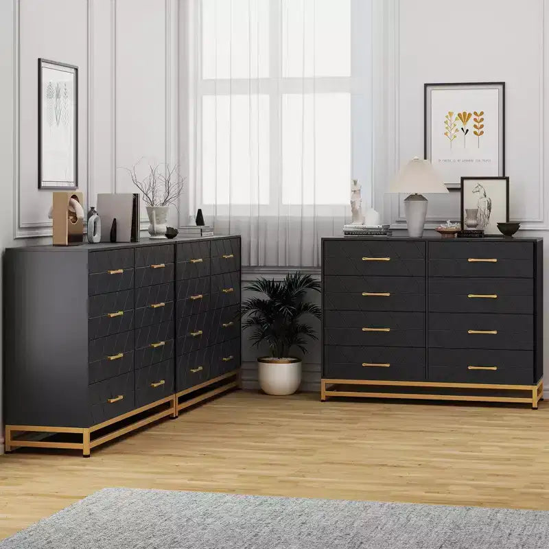 COZONY Commode à 8 tiroirs de 91 cm de haut avec tiroirs à fermeture amortie, organiseur de rangement moderne pour chambre à coucher, placard, couloir