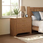 Table de chevet grande et large Lantine avec 3 tiroirs, table de chevet surdimensionnée de style moderne du milieu du siècle pour chambre à coucher