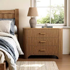 Table de chevet grande et large Lantine avec 3 tiroirs, table de chevet surdimensionnée de style moderne du milieu du siècle pour chambre à coucher