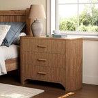 Table de chevet grande et large Lantine avec 3 tiroirs, table de chevet surdimensionnée de style moderne du milieu du siècle pour chambre à coucher