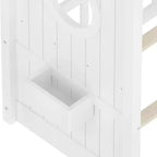 Lit cabane MAYEERTY une place avec étagère de rangement et toit pour chambre à coucher, blanc