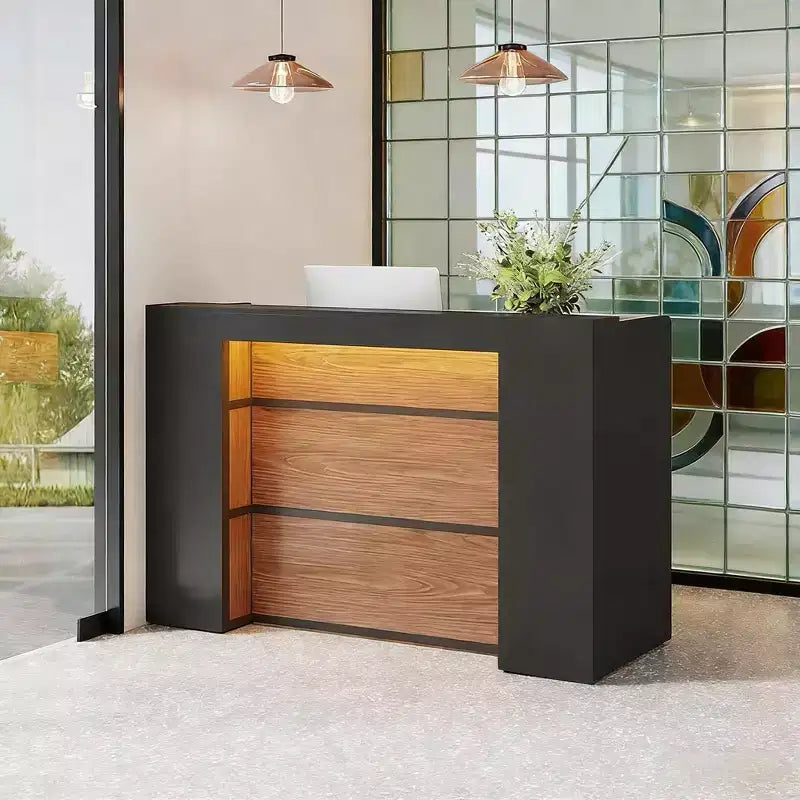 Bureau de réception moderne, Grande table de comptoir avec lumières LED