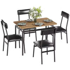 Ensemble de table à manger 5 pièces, ensemble de table de cuisine en bois avec 4 chaises rembourrées en PU, ensemble de dînette à cadre métallique industriel pour salle à manger, dîner à la maison, fête
