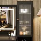 Coiffeuse avec miroir lumineux 3 couleurs, station de charge, support pour sèche-cheveux et tabouret rembourré, noir - ModernLuxe
