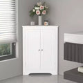 JVNOXK Compact freestanding corner cabinet with two doors and adjustable shelves, standalone unit suitable for bathrooms and kitchens, white