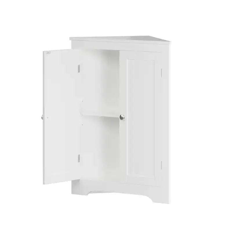 JVNOXK Meuble d'angle compact autoportant avec deux portes et étagères réglables, unité indépendante convenant aux salles de bains et aux cuisines, blanc