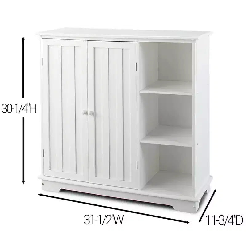 Meuble en bois Lakeside Collection Beadboard avec 3 étagères de rangement et placard -