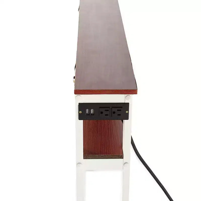 La table console longue et étroite Lakeside Collection à placer derrière un canapé, avec port USB et prise de courant -