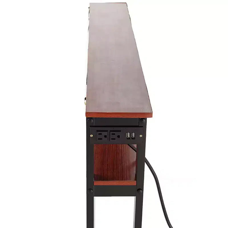 La table console longue et étroite Lakeside Collection à placer derrière un canapé, avec port USB et prise de courant -