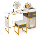 Costway Vanity Desk w/ Rotatable Lighted Mirror 55'' Makeup Vanity Table w/ Organizer