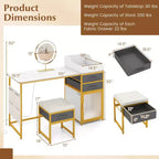Costway Coiffeuse avec Miroir Lumineux Rotatif 55'' Table de Maquillage avec Organiseur
