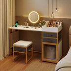 Costway Coiffeuse avec Miroir Lumineux Rotatif 55'' Table de Maquillage avec Organiseur
