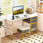 Costway Coiffeuse avec Miroir Lumineux Rotatif 55'' Table de Maquillage avec Organiseur