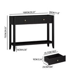 JVNOXK Console étroite de 99 cm avec tiroirs, table d'appoint en bois avec étagère de rangement centrale, idéale pour les couloirs ou les salons, noire