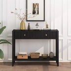 JVNOXK Console étroite de 99 cm avec tiroirs, table d'appoint en bois avec étagère de rangement centrale, idéale pour les couloirs ou les salons, noire