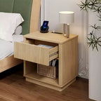 Table de chevet cannelée moderne avec tiroir de rangement et station de charge intégrée, table de chevet pour chambre à coucher - Panipeachy