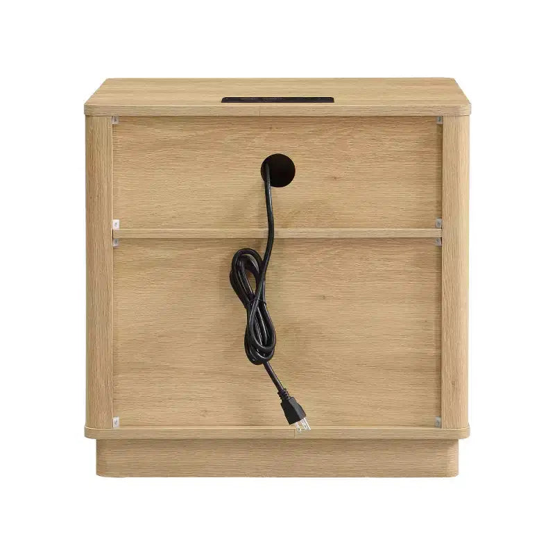 Table de chevet cannelée moderne avec tiroir de rangement et station de charge intégrée, table de chevet pour chambre à coucher - Panipeachy