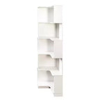 VIYET 69 Bibliothèque d'angle à 5 niveaux avec lumières LED, étagère de présentation en forme de L blanche (design à déflecteur pour bureau à domicile et salon)