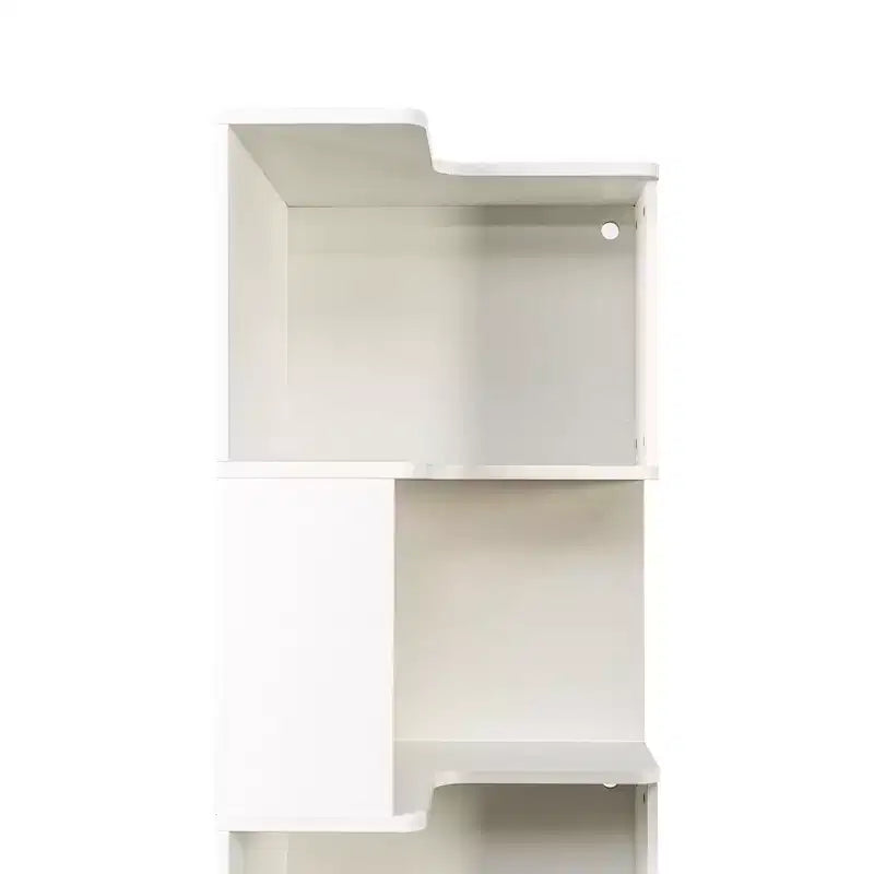 VIYET 69 Bibliothèque d'angle à 5 niveaux avec lumières LED, étagère de présentation en forme de L blanche (design à déflecteur pour bureau à domicile et salon)