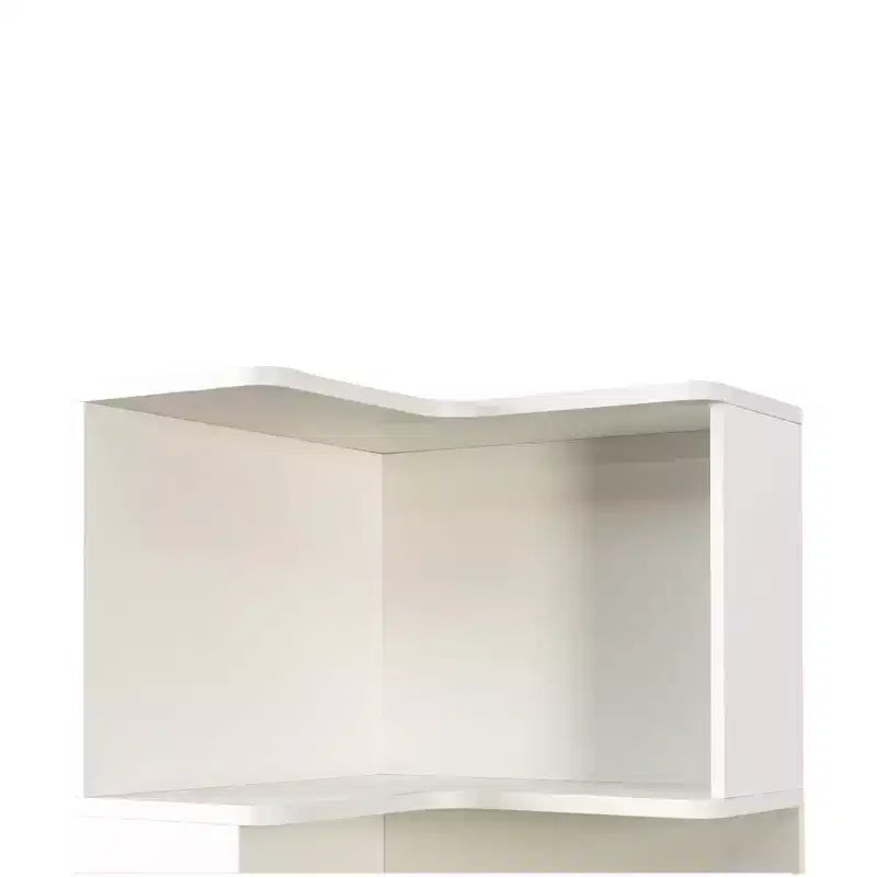 VIYET 69 Bibliothèque d'angle à 5 niveaux avec lumières LED, étagère de présentation en forme de L blanche (design à déflecteur pour bureau à domicile et salon)