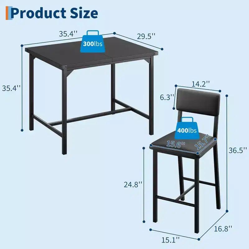 Ensemble table de salle à manger pour 4 avec repose-pieds et protection d'angle, ensemble de table de cuisine 5 pièces avec table de hauteur comptoir et 4 tabourets de bar rembourrés