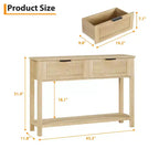 Console étroite à 2 tiroirs à canneler - Table d'appoint moderne pour entrée avec étagère inférieure - Meuble compact pour couloir et salon