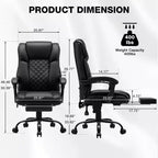 HOFFREE Chaise de bureau ergonomique avec 6 points de massage et inclinaison, réglable, similicuir, supporte 180 kg, idéale pour le bureau à domicile