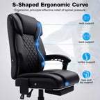 HOFFREE Chaise de bureau ergonomique avec 6 points de massage et inclinaison, réglable, similicuir, supporte 180 kg, idéale pour le bureau à domicile