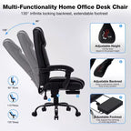 HOFFREE Chaise de bureau ergonomique avec 6 points de massage et inclinaison, réglable, similicuir, supporte 180 kg, idéale pour le bureau à domicile