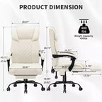 HOFFREE Chaise de bureau ergonomique avec 6 points de massage et inclinaison, réglable, similicuir, supporte 180 kg, idéale pour le bureau à domicile