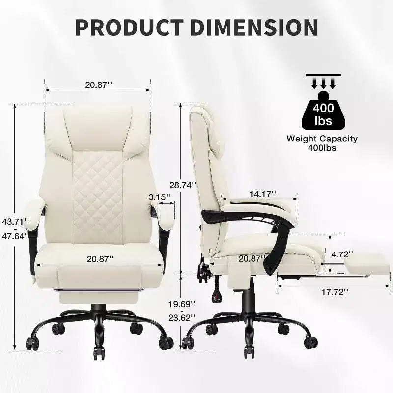 HOFFREE Chaise de bureau ergonomique avec 6 points de massage et inclinaison, réglable, similicuir, supporte 180 kg, idéale pour le bureau à domicile
