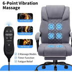 HOFFREE Chaise de bureau ergonomique avec 6 points de massage et inclinaison, réglable, similicuir, supporte 180 kg, idéale pour le bureau à domicile