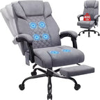 HOFFREE Chaise de bureau ergonomique avec 6 points de massage et inclinaison, réglable, similicuir, supporte 180 kg, idéale pour le bureau à domicile